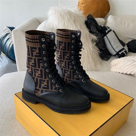 do fendi rockoko knit boots fit true to size|rockoko knit leather combat boots.